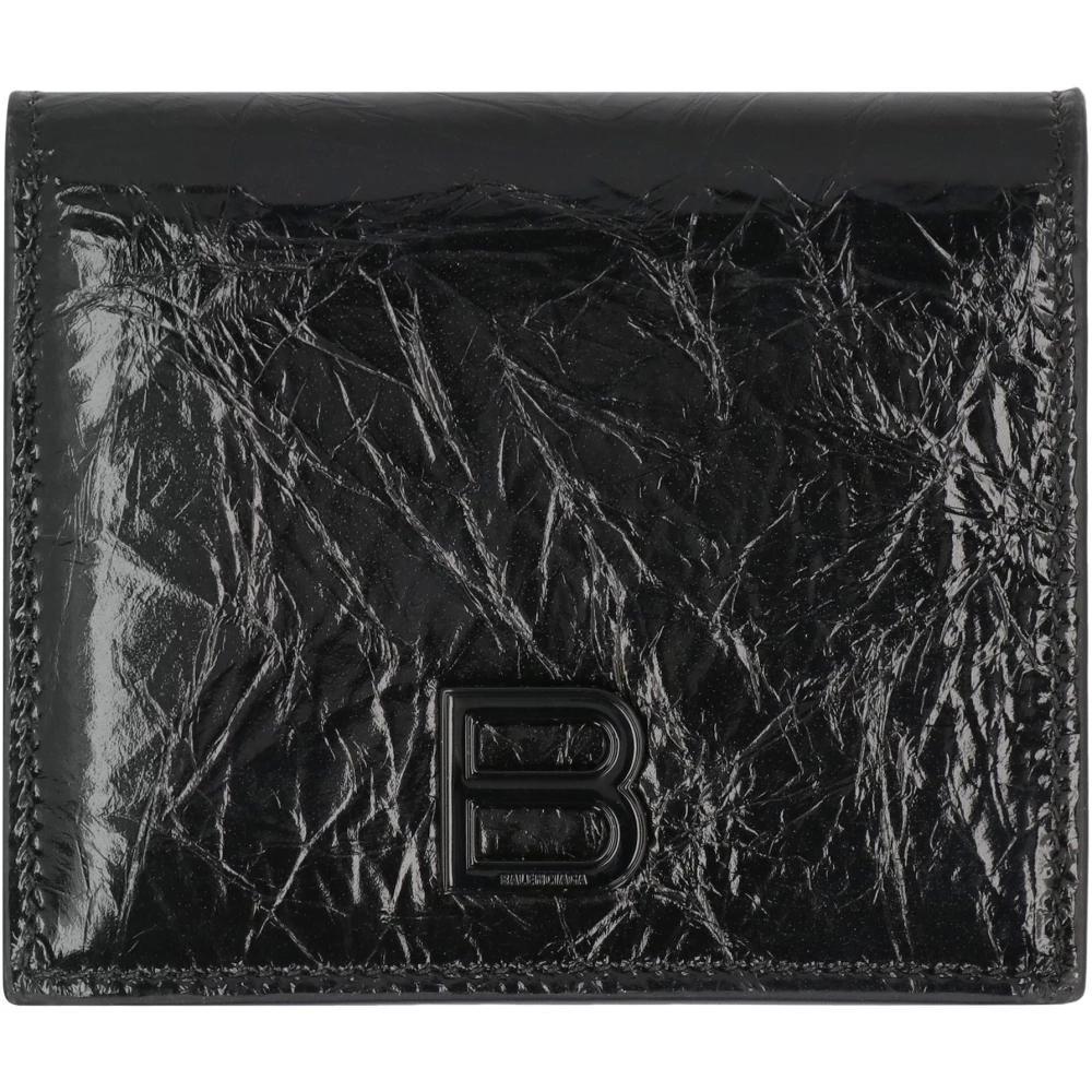 Balenciaga Leren Portemonnee met Klepsluiting Black Dames