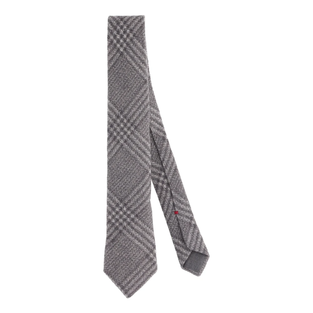 BRUNELLO CUCINELLI Wollen Prins van Wales Stropdas Gray Heren