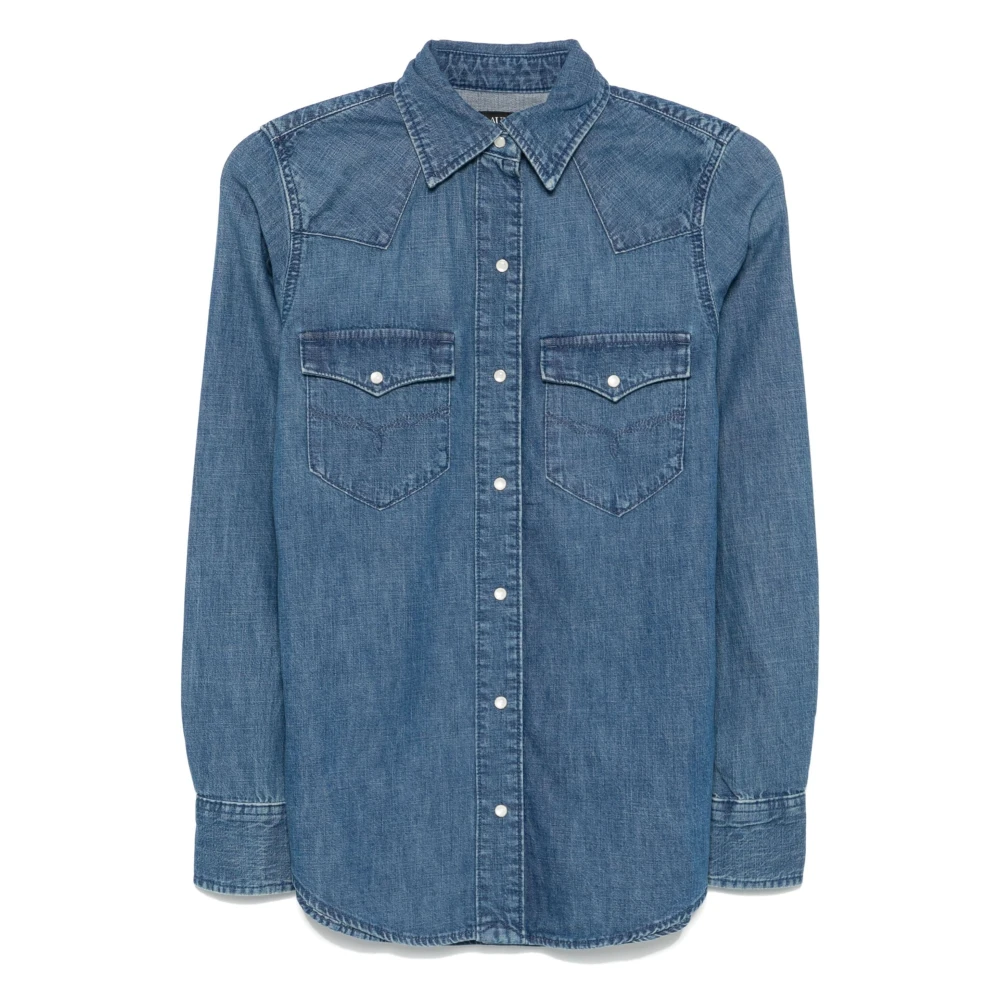 Ralph Lauren Blå Långärmad Knapp Framsida Skjorta