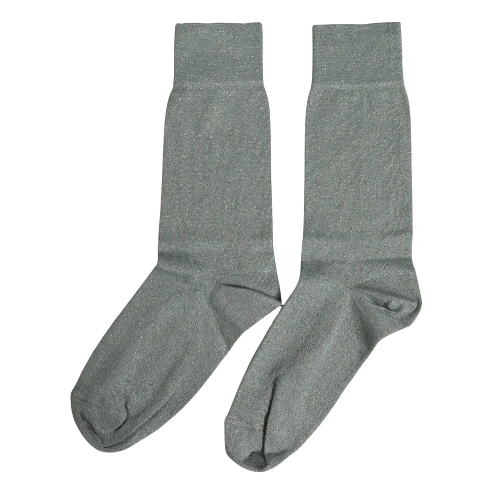 Dolce & Gabbana , Socks, Female, Gray, One Size, Gray Viscose Logo Mid Calf Accessory Socks - Image 1