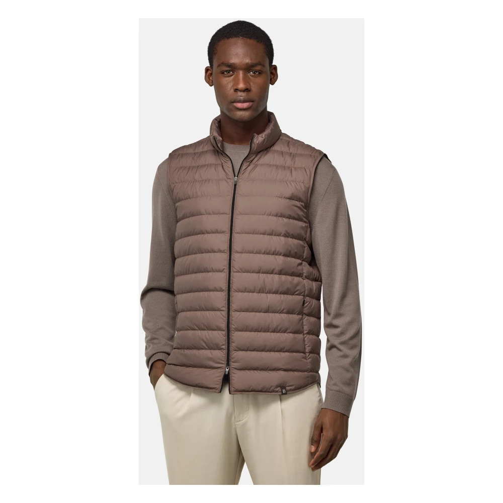 Boggi Milano Gilet van technische stof met ganzen dons Brown Heren