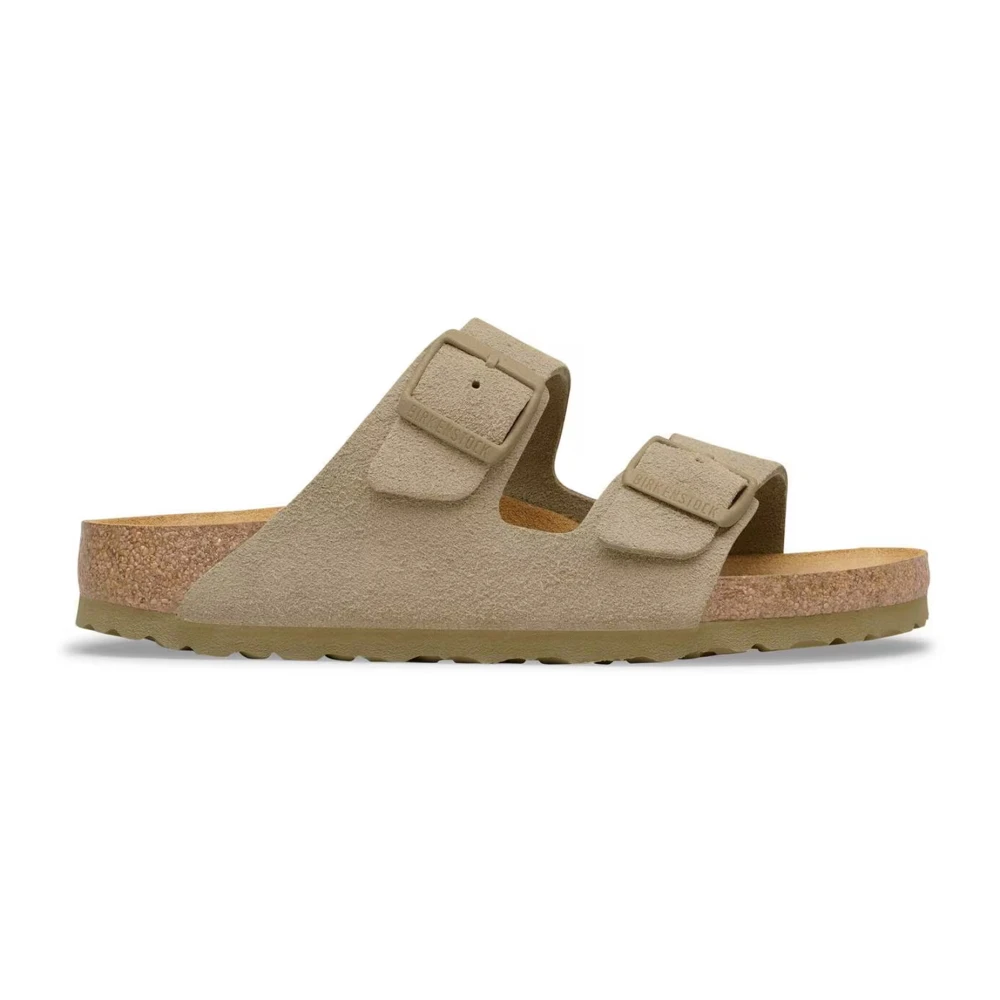 Birkenstock Unisex Beige Sliders, 9 Uk, Arizona Suede Narrow Fit