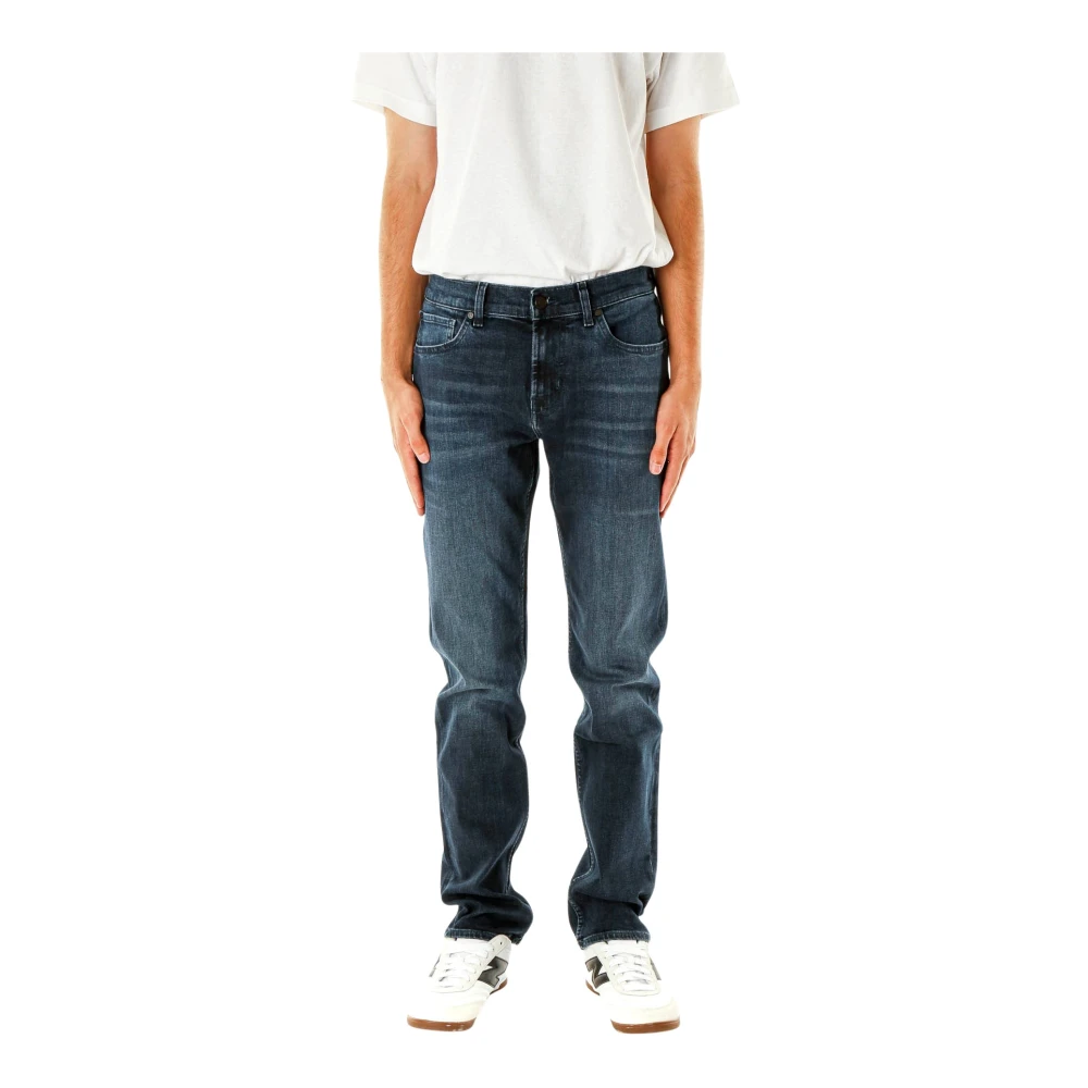7 For All Mankind Blue Straight Fit Jeans, Male, W30, Slimmy Jeans
