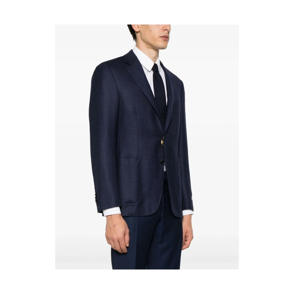 Canali Navy Blauwe Knoopjasje Lange Mouwen Blue Heren