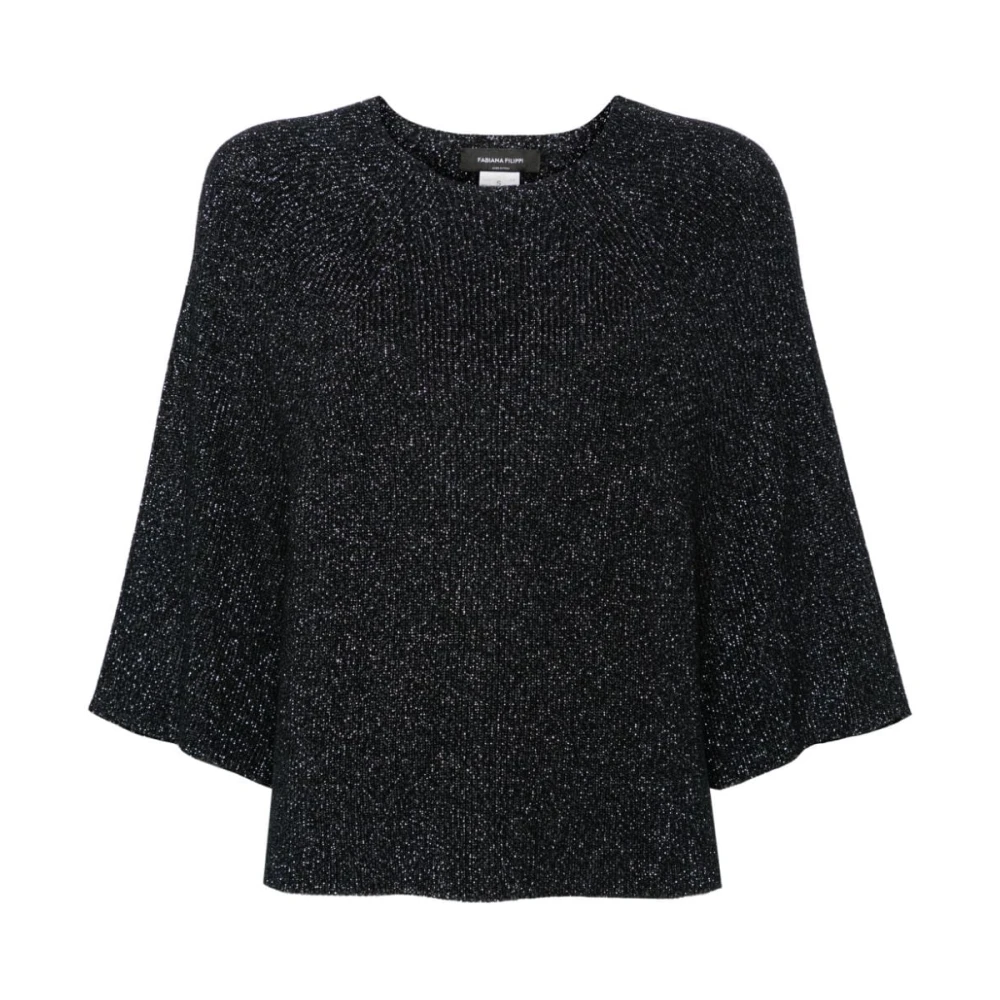 Fabiana Filippi Zwarte trui met Lurex-details Black Dames