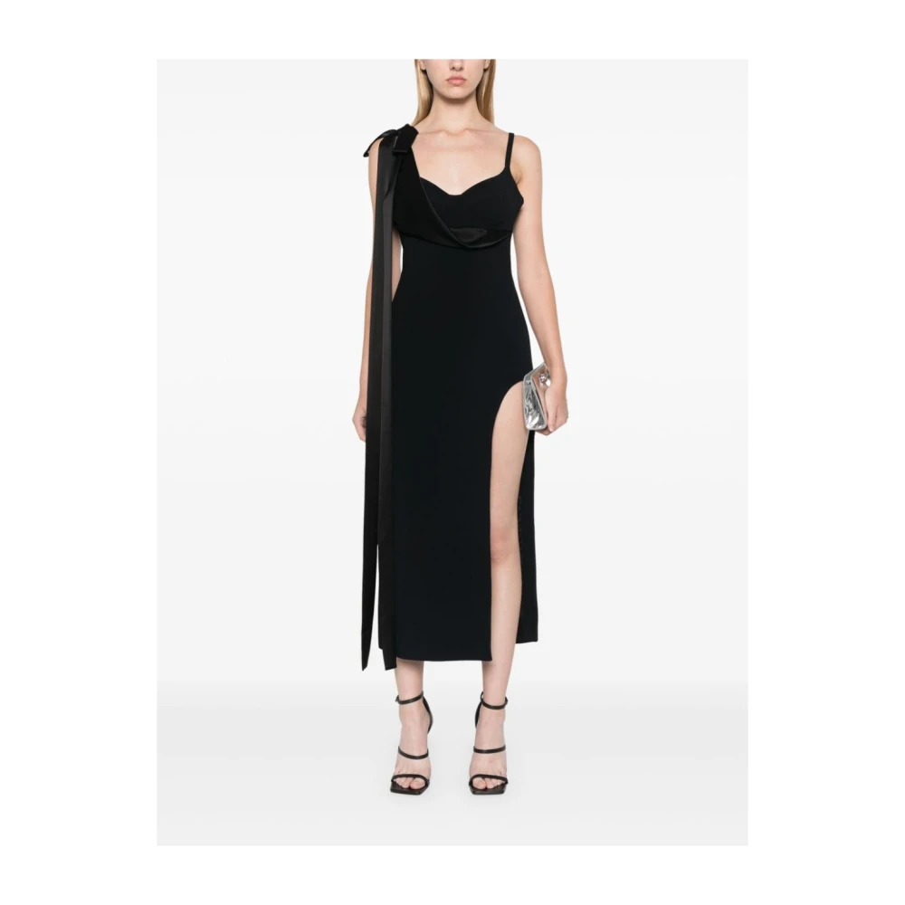 David Koma Zwarte Jurk met Strikdetail Black Dames