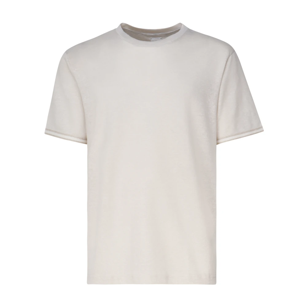 Eleventy Linnen Katoen T-shirt Zandkleur Beige Heren
