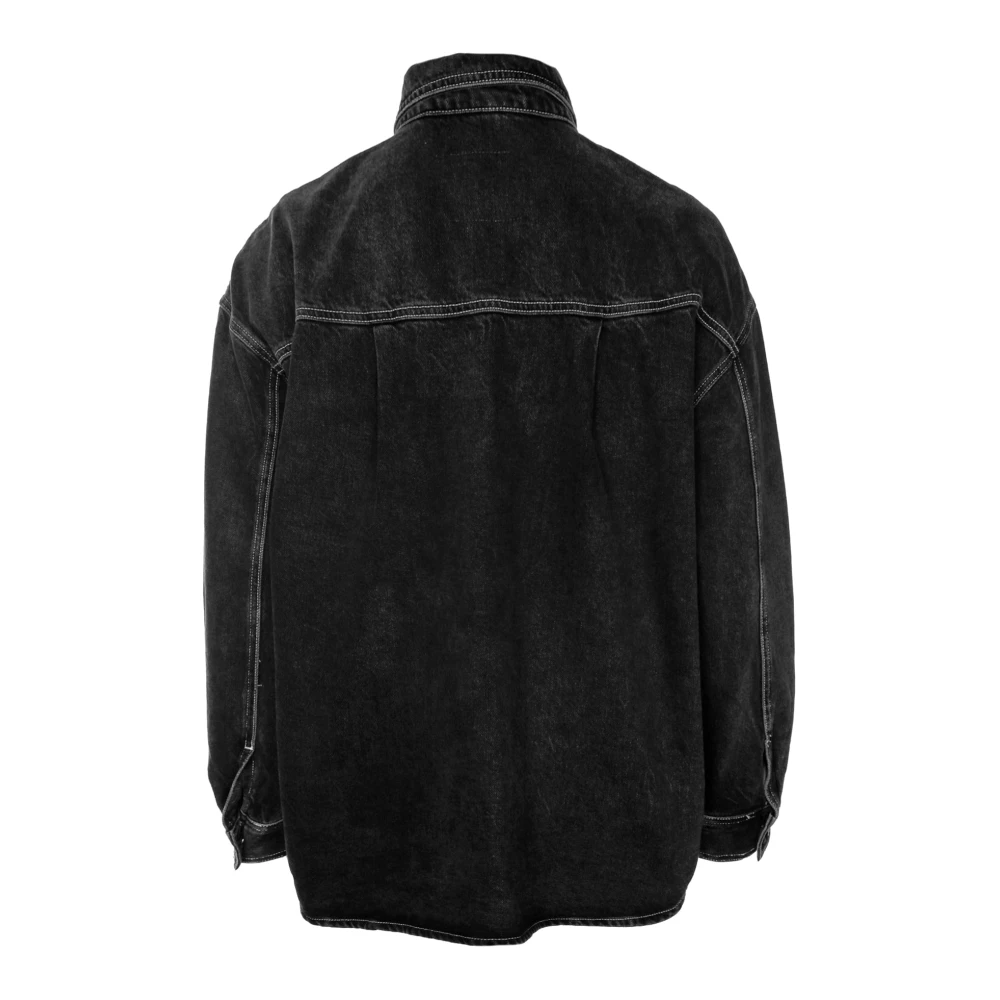 American vintage Denim Shirt Oversized Fit Metalen Knopen Black Heren