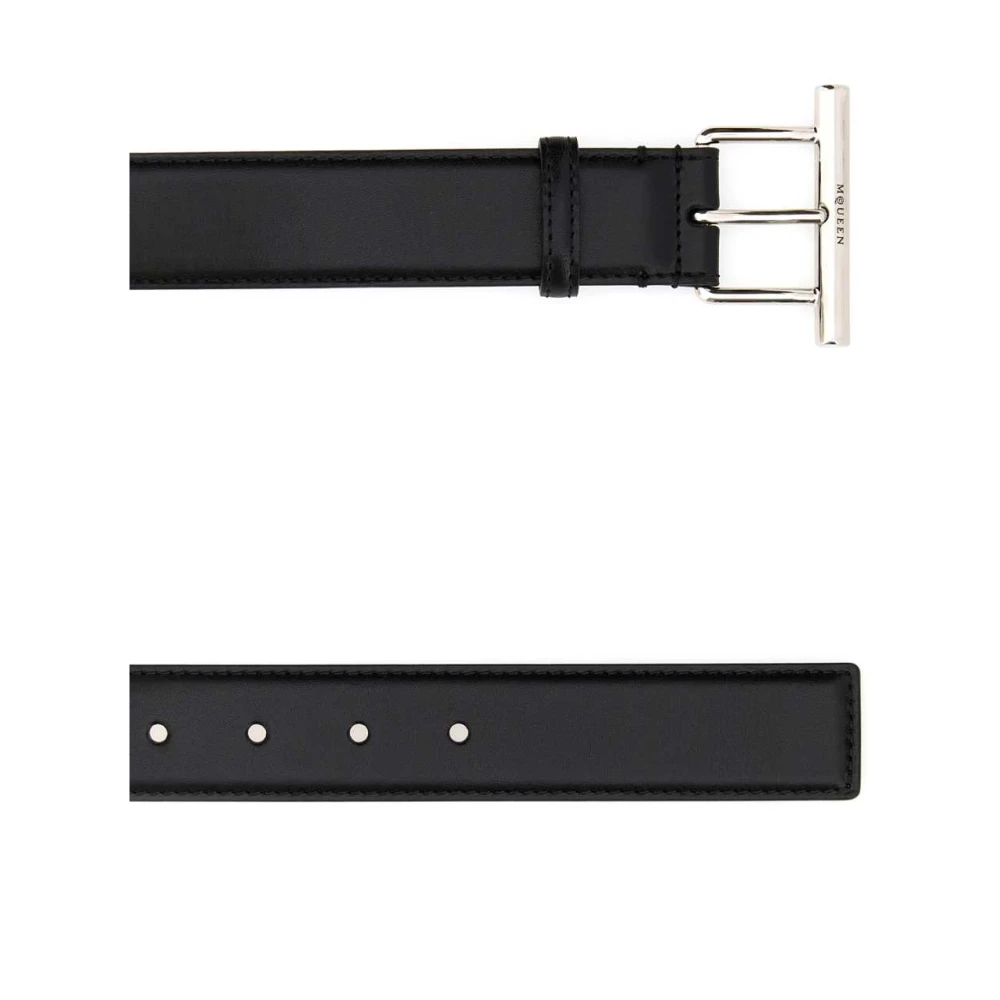 alexander mcqueen Klassieke Zwarte Leren Riem Black Dames