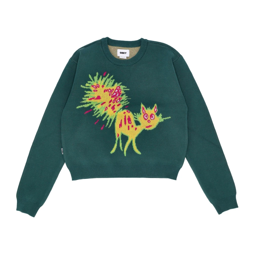 Obey Donkere Ceder Lichtgewicht Crew-Neck Sweater Green Dames