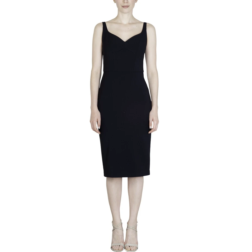 Elisabetta Franchi Elegant Stretch Crêpe Sheath Dress Black Dames