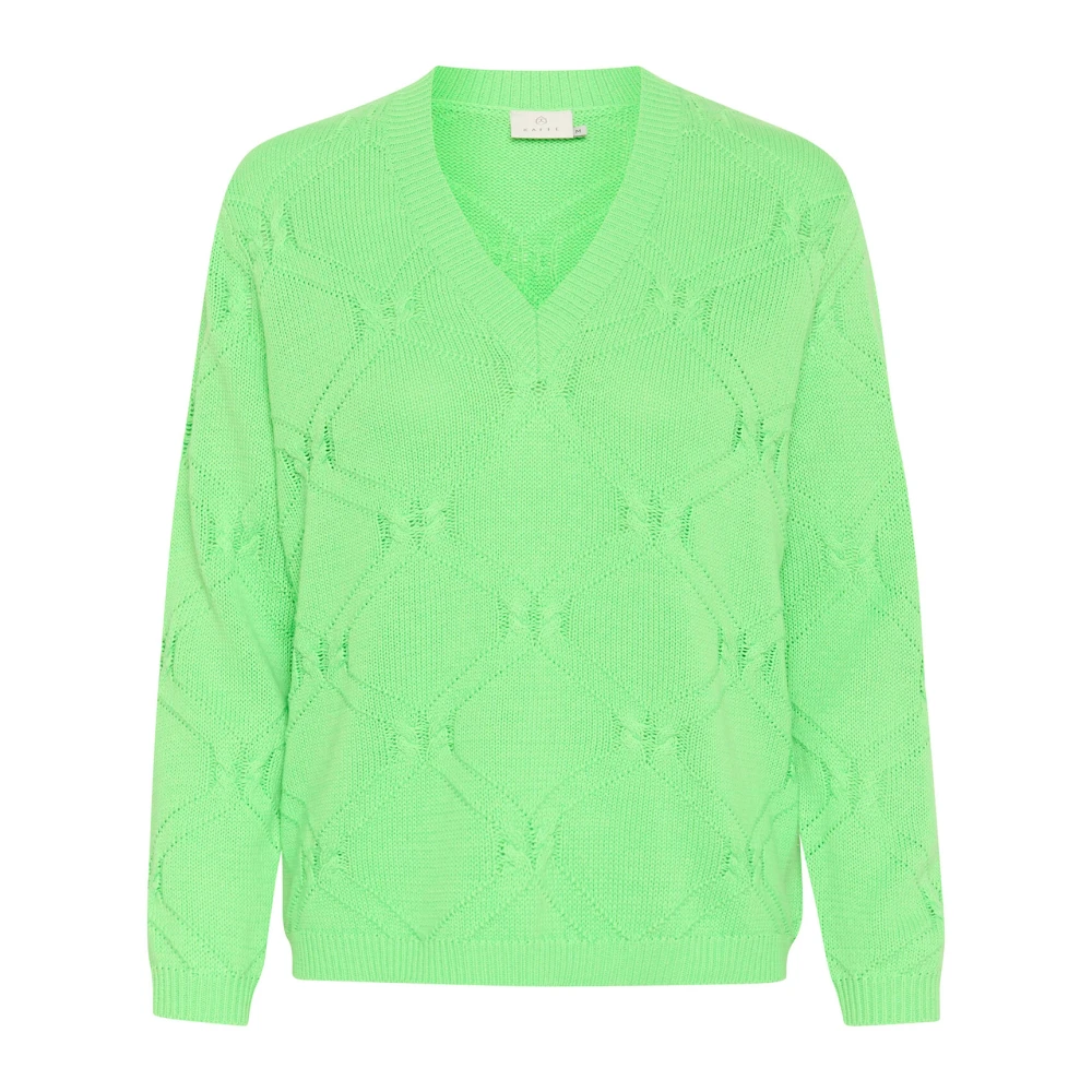 Kaffe Lenteboeket Gebreide Trui Sweater Green Dames