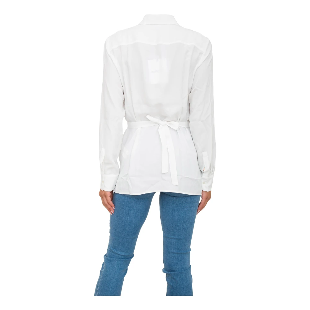 Marella Witte Blouse van Acetaat en Zijde White Dames