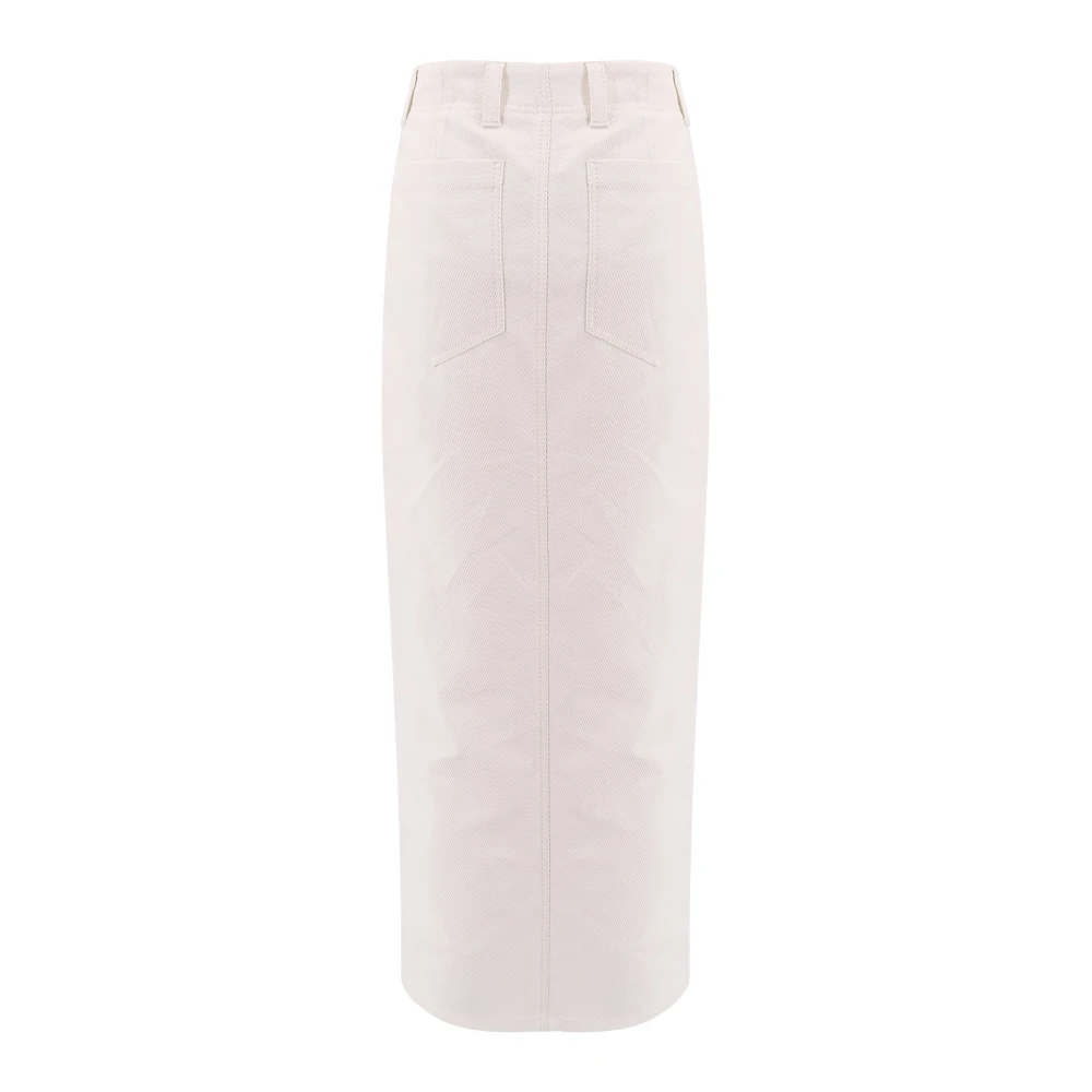 BRUNELLO CUCINELLI Diagonaal Motief Katoen Linnen Rok White Dames