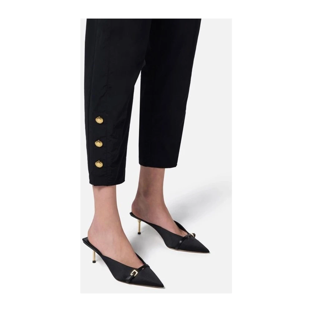 Elisabetta Franchi Zwarte Jas met Snap Gesp en Gouden Knopen Black Dames