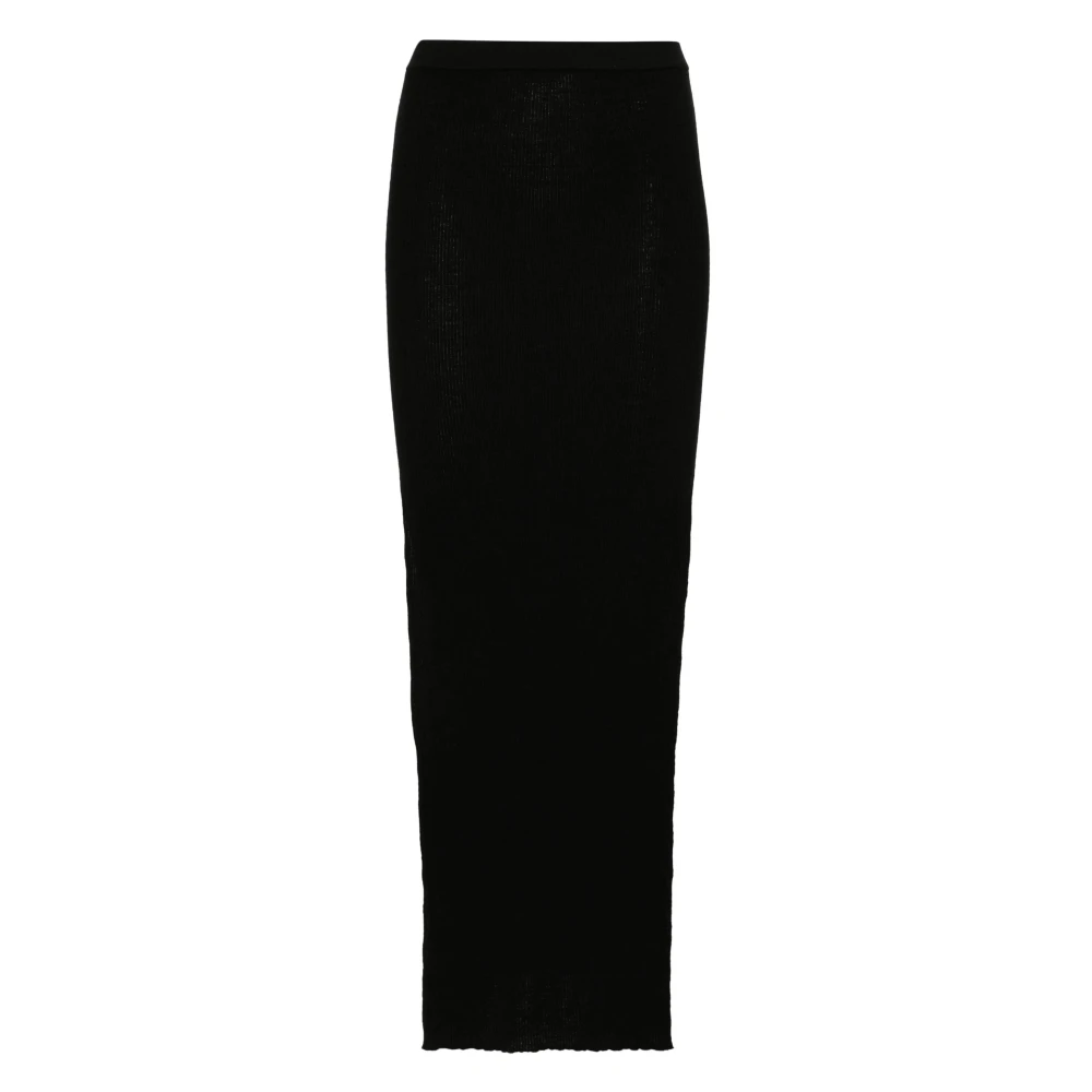 Rick Owens Casual Zwarte Wollen Mix Rok Black Dames