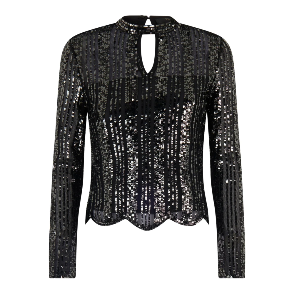 Twinset Svart Paljettblus Night of Light Black, Dam