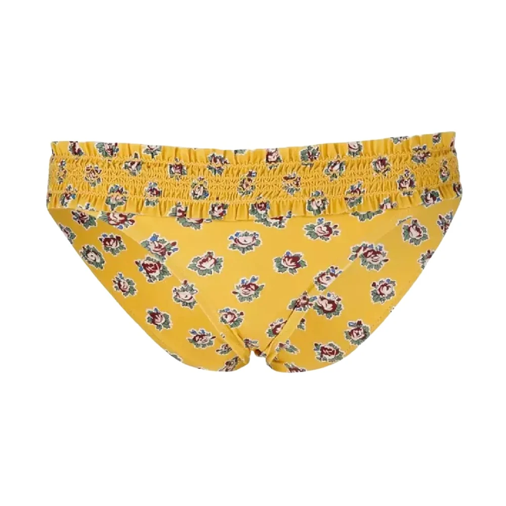 Tory Burch Women's Yellow Bikinis, L, Floral Print Hipster Bikini Bottom