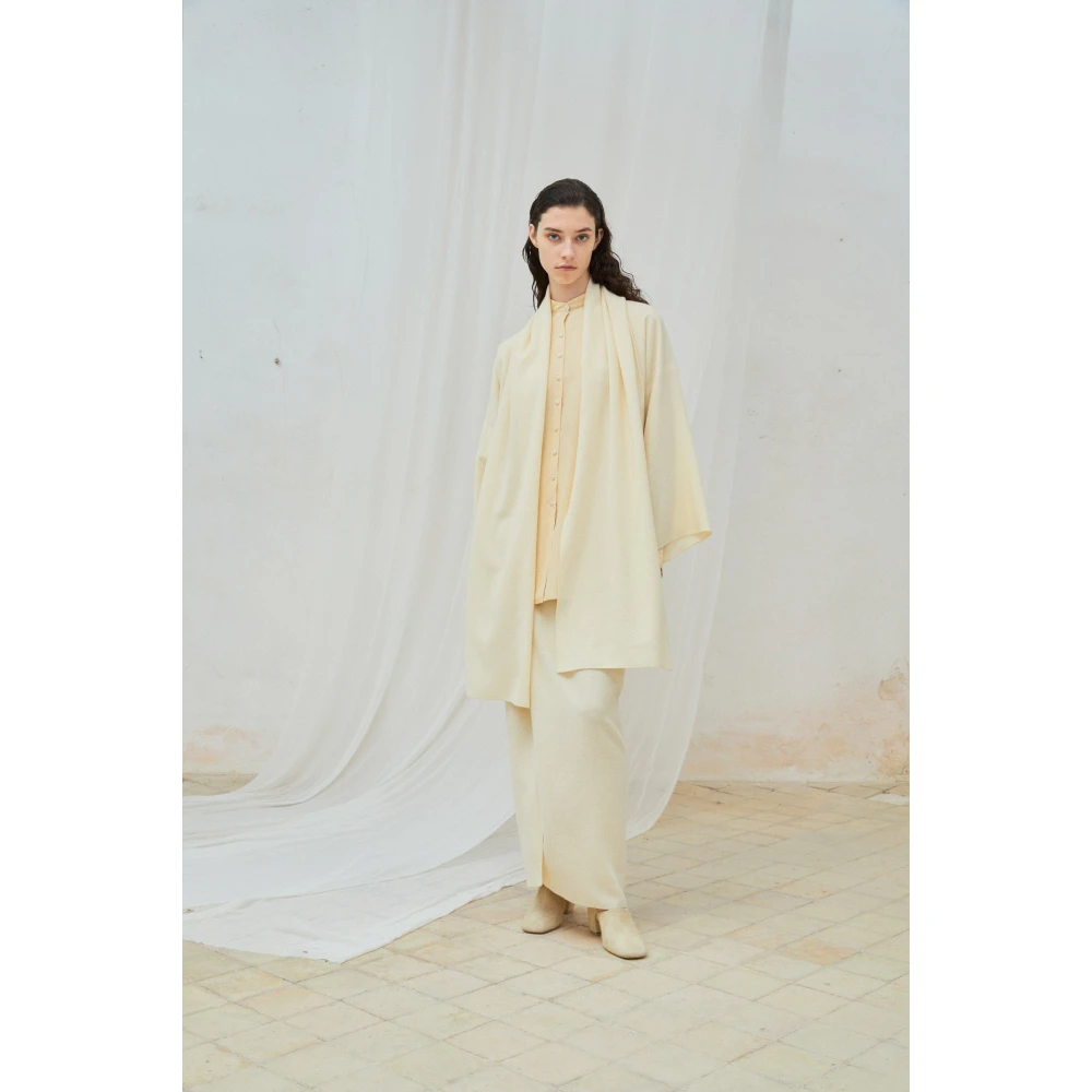 Cortana Yak Wol Shawl Kraag Jas Beige Dames