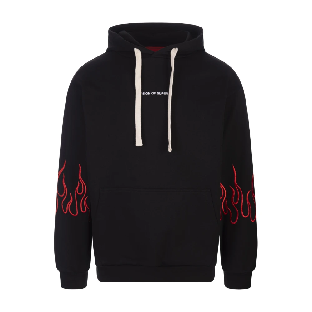 Vision OF Super Zwarte hoodie met rode vlammen Black Heren
