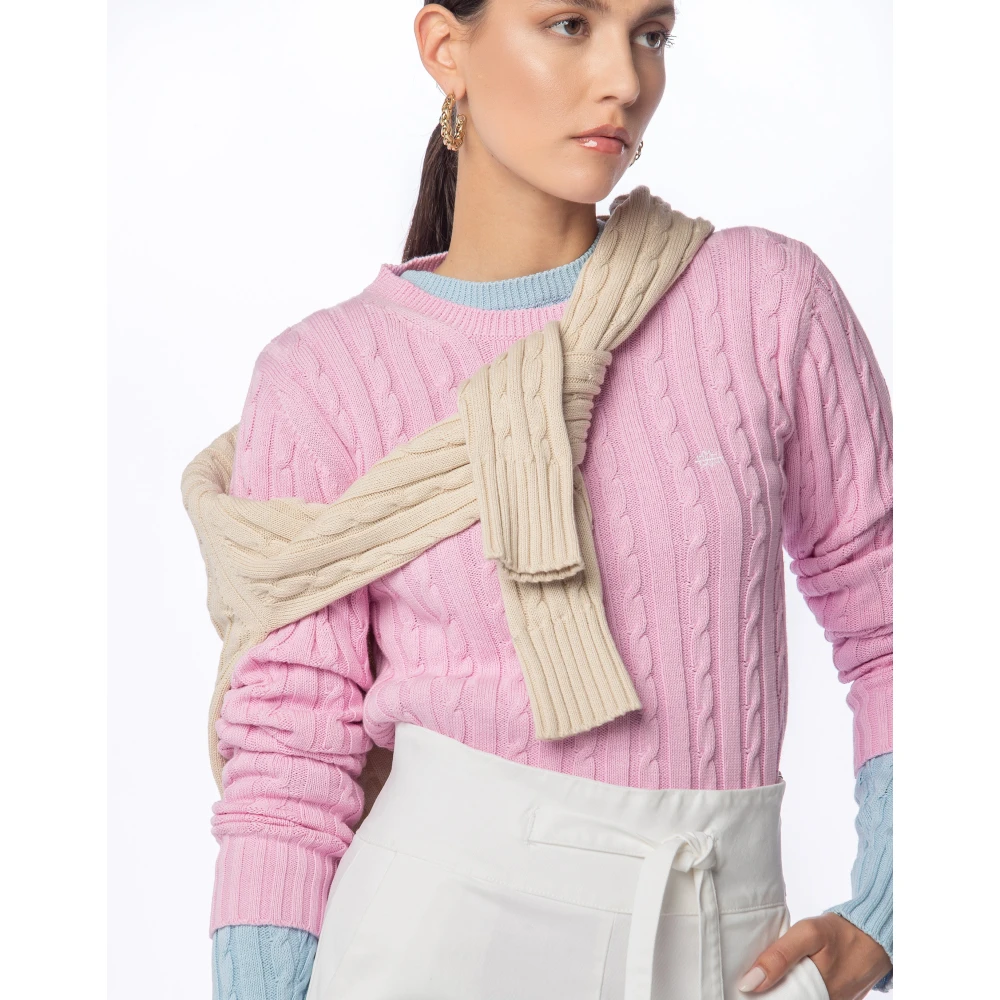 MVP wardrobe Kabelgebreide trui Pink Dames