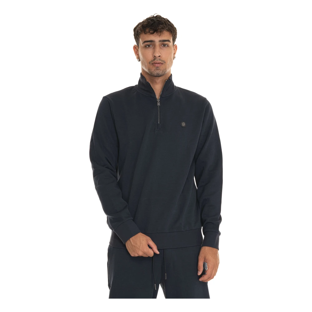 Boss Half Zip Sweatshirt met Logo-borduursel Blue Heren
