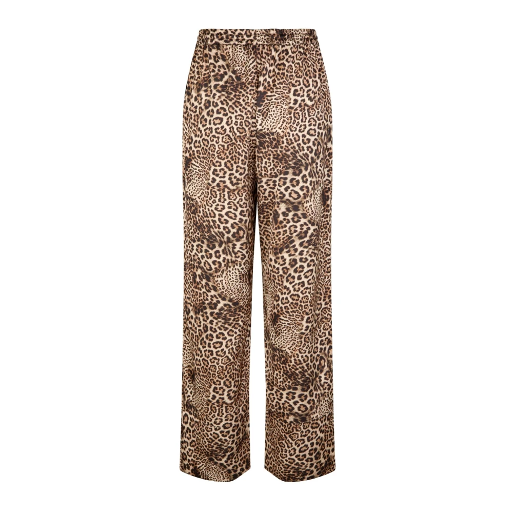 Cras Wilde dierenprint elastische taille broek Brown Dames