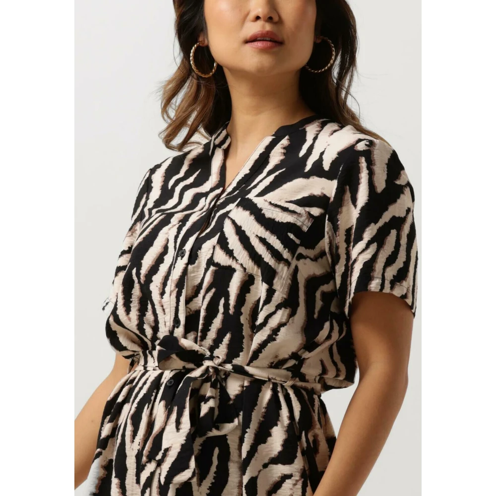 Object Zandkleurige Shirtjurk voor Zomerse Dagen Black Dames
