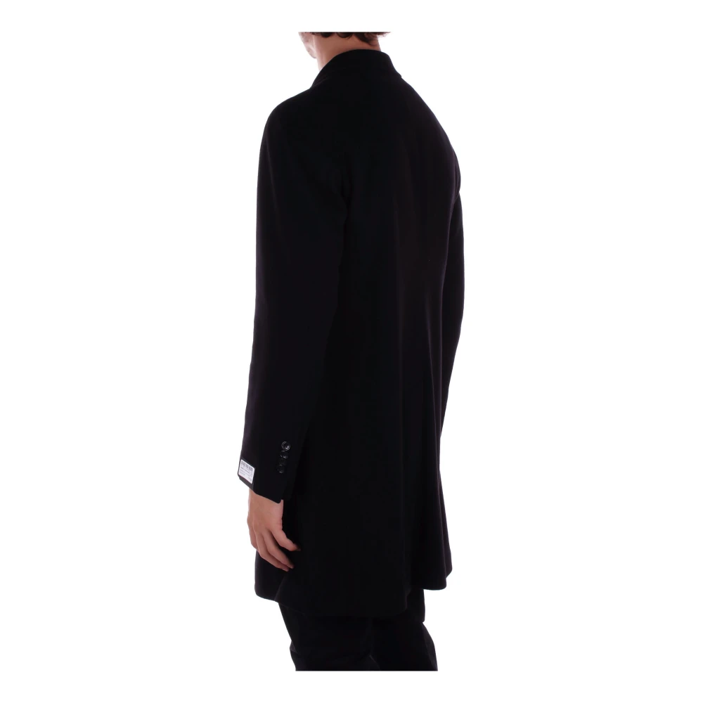 Tagliatore Zwarte Wol Kasjmier Jas Black Heren