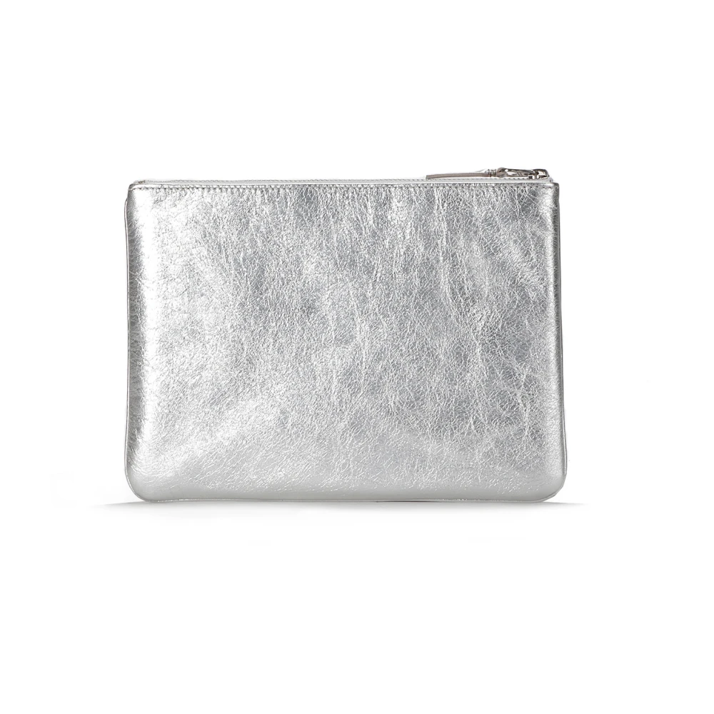 Comme des Garçons Logo Portemonnee met Topritssluiting Gray Dames