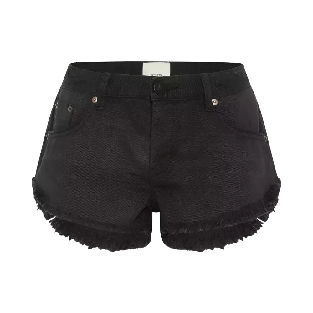One Teaspoon Zwarte Dukes Low Waist Shorts Black Dames
