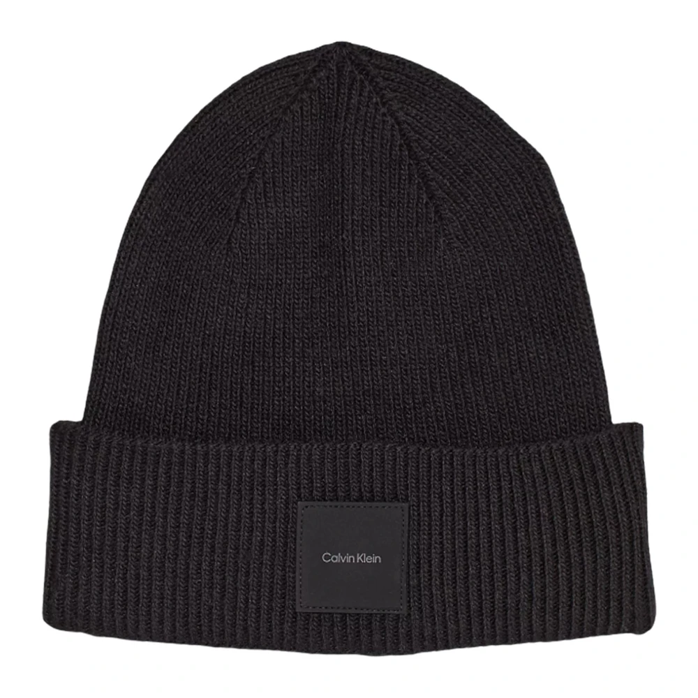 Calvin Klein Ekologisk Bomull Cashmere Ribbstickad Mössa Black, Herr