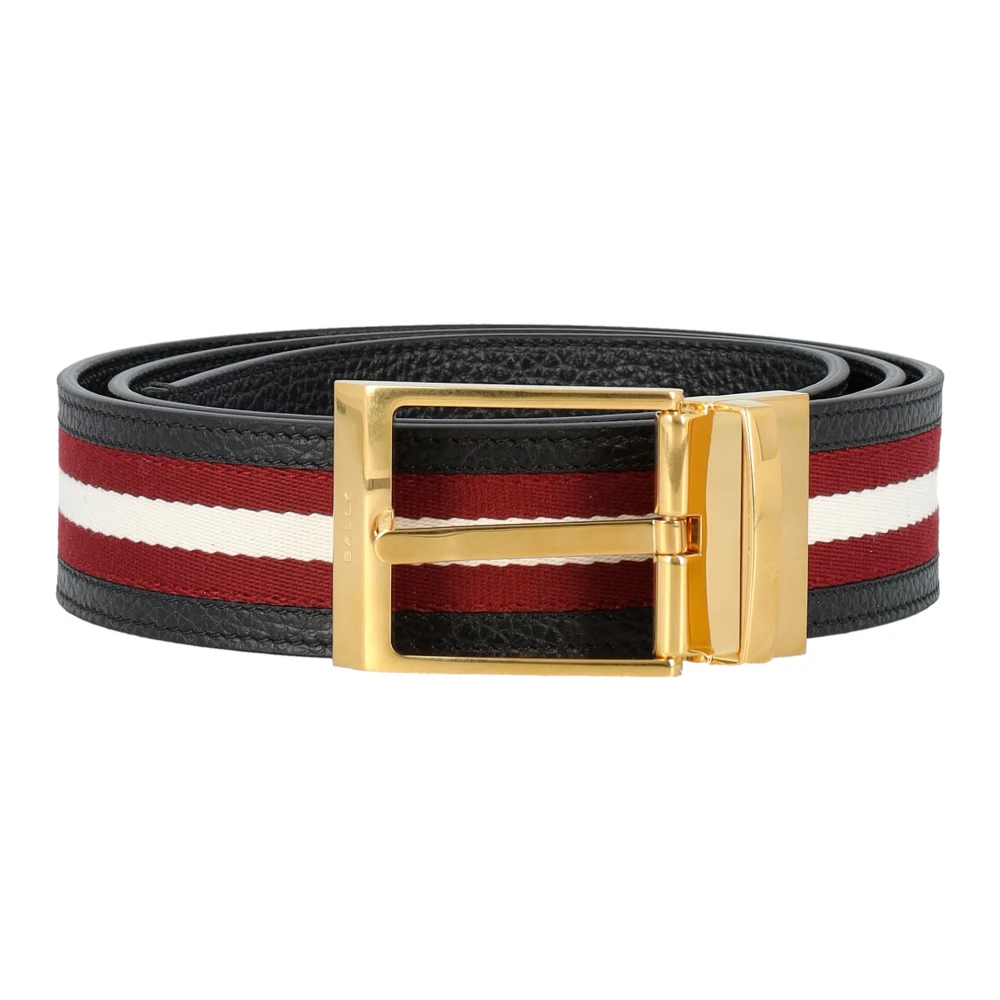 Bally Grained leather and fabric belt Multicolor Heren