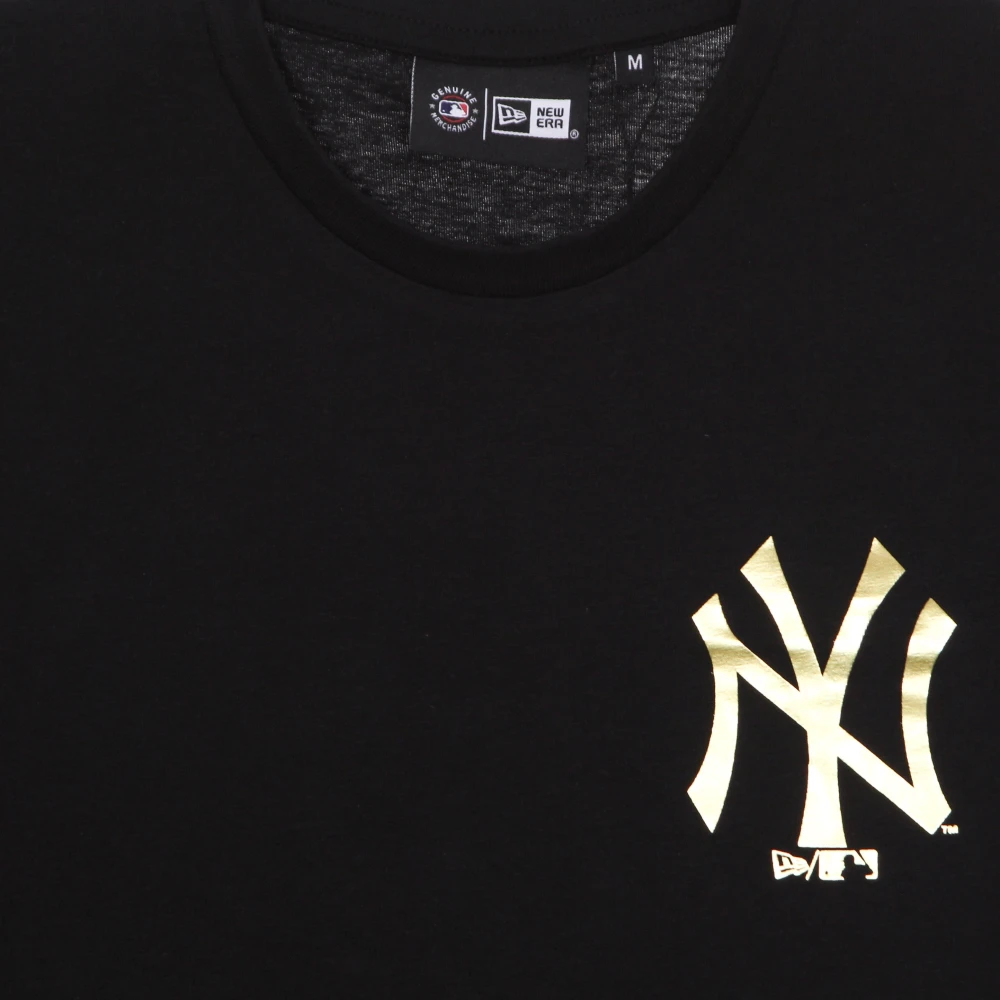 new era Yankees Logo T-shirt Zwart Goud Metallic Print Black Heren