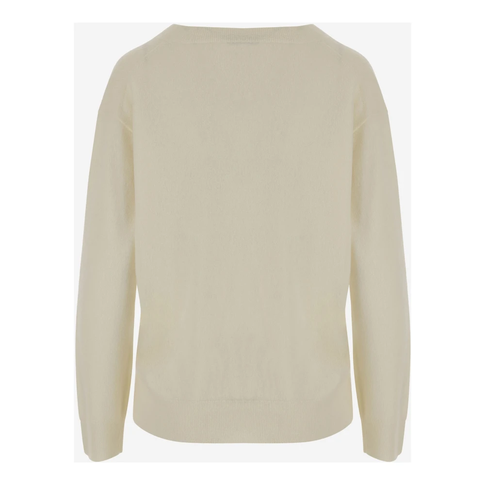 Vince Luxe Cashmere Silk V-Hals Sweater Beige Dames
