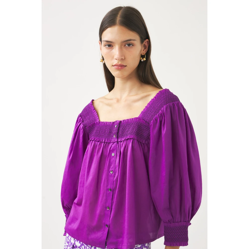Antik batik Perrine stromende blouse Purple Dames