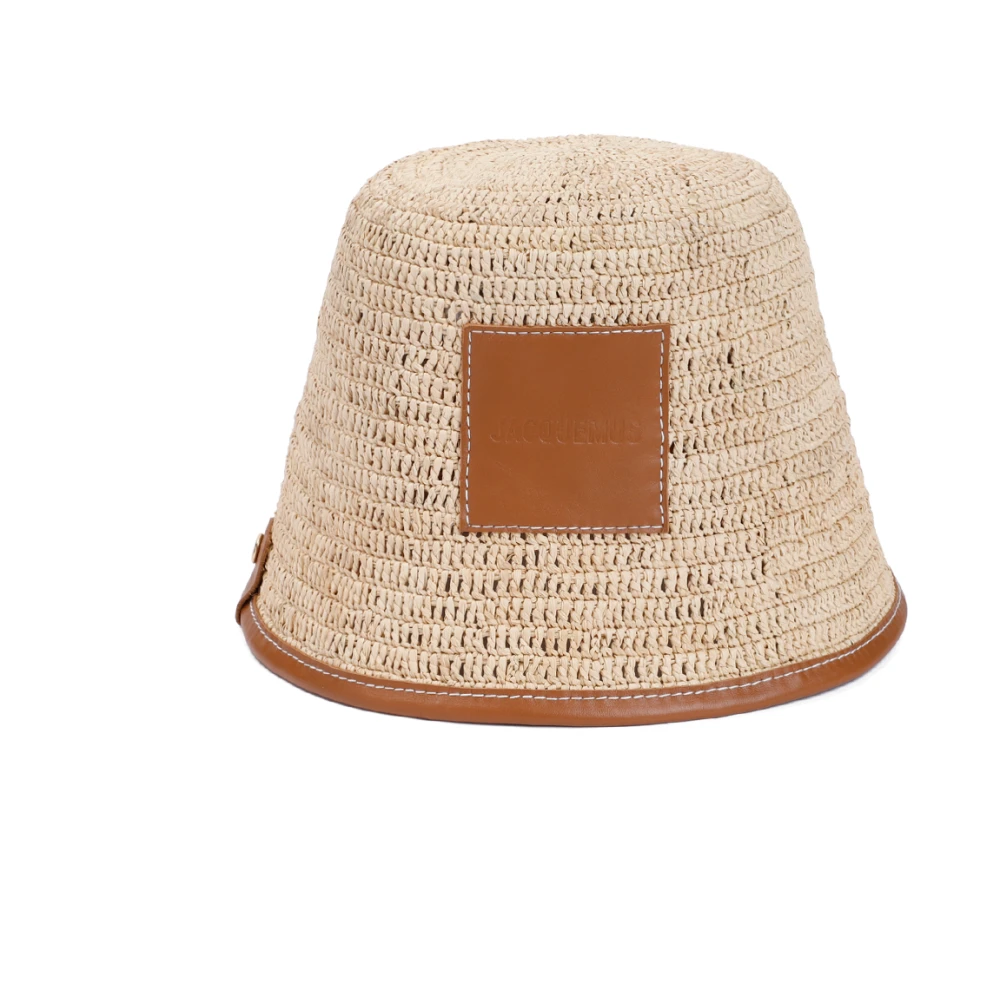 Jacquemus Brown Accessories, Female, 56 Cm, Leather Bob Hat With Visor