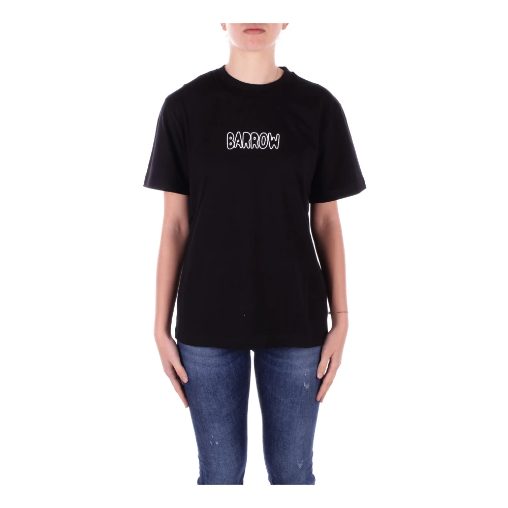 Barrow Zwart Logo T-shirt en Polo Black Dames