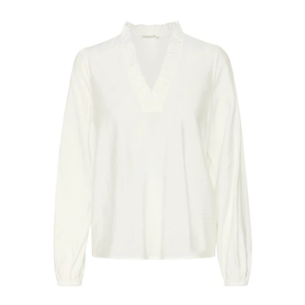 Kaffe Vrouwelijke Blouse met Ruchedetail White Dames