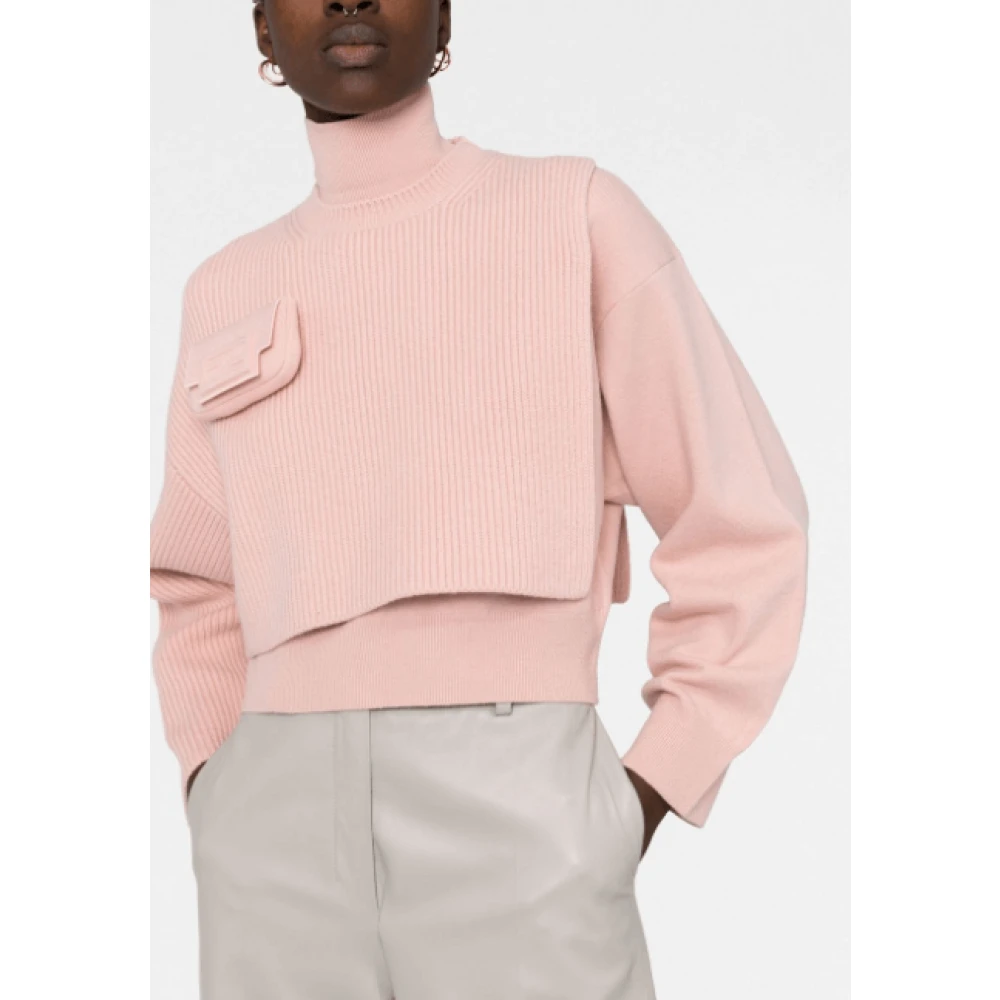 Fendi Blush Pink Ribgebreide Trui Pink Dames