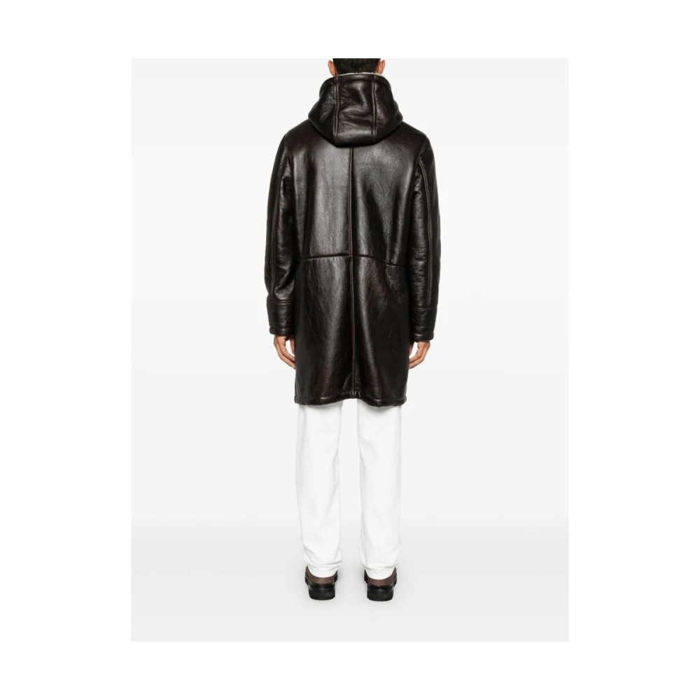 Salvatore Santoro Gestructureerd Leren Hoodie Buitenkleding Brown Heren