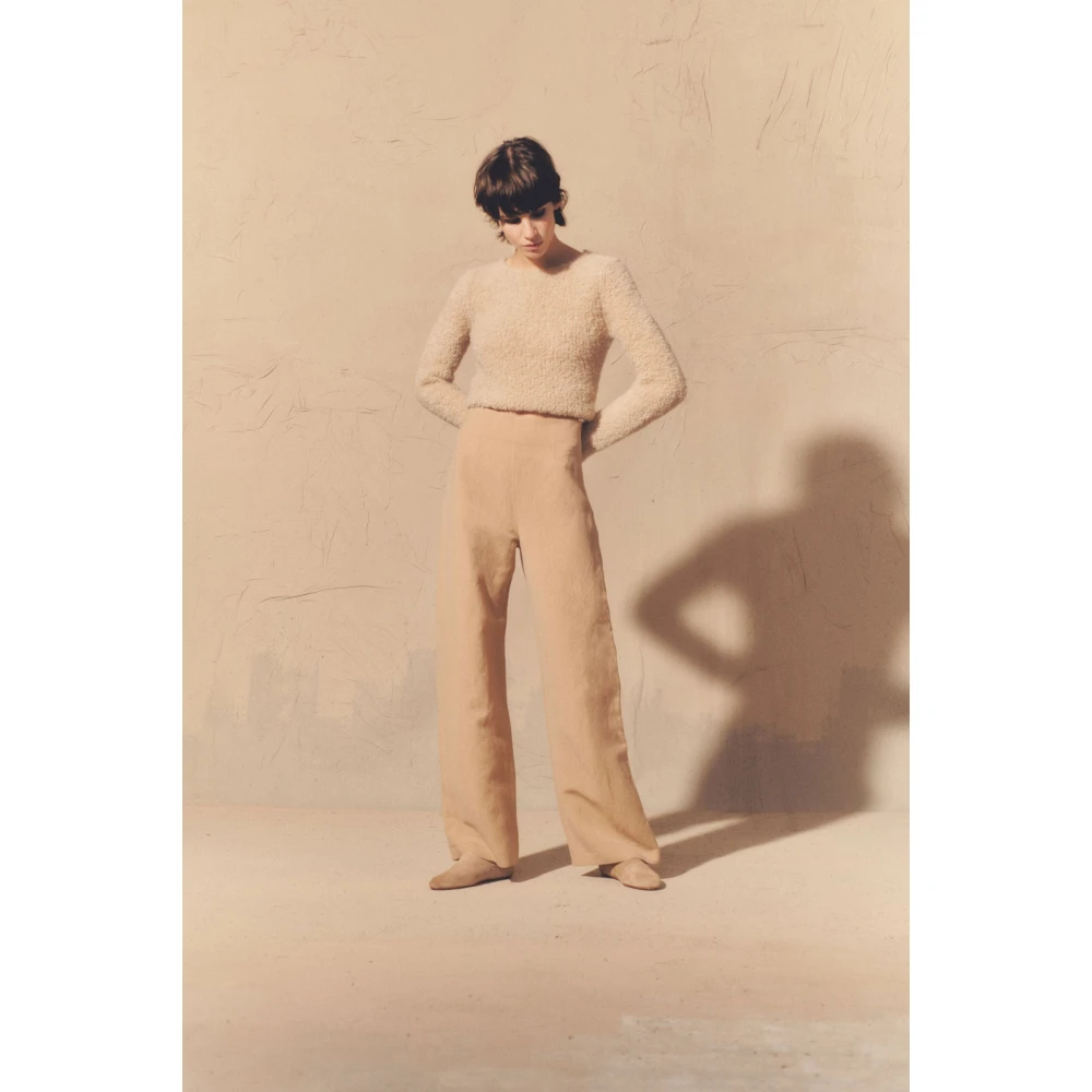 Cortana Linnen en wollen hoge taille broek Beige Dames