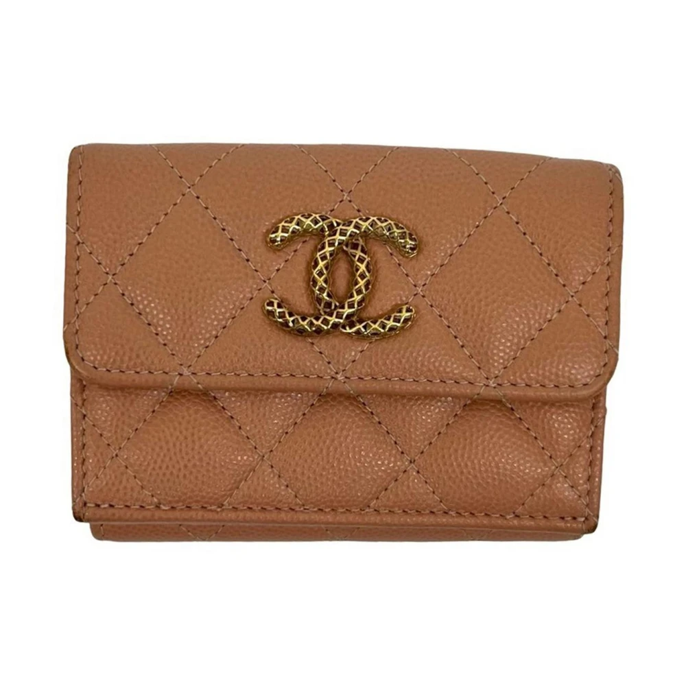 Chanel Vintage Women's Brown Pre-Owned Quilted Leather Wallet