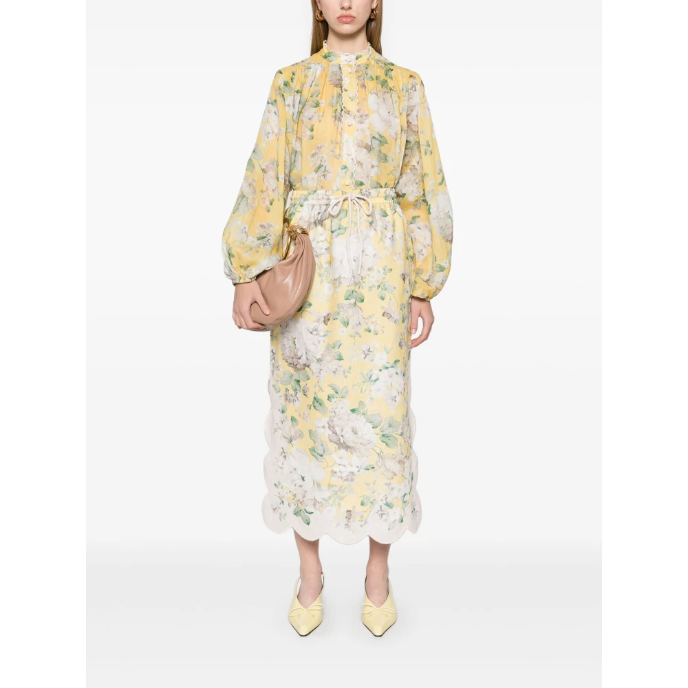 Zimmermann Gele Batwing Blouson Mouw Shirt Yellow Dames