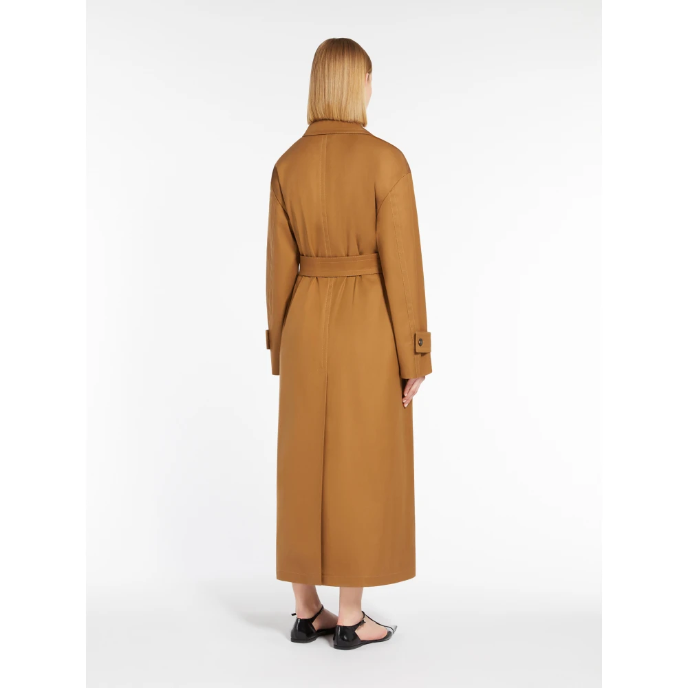 Max Mara Studio Bruine Trenchcoat met Riem Brown Dames