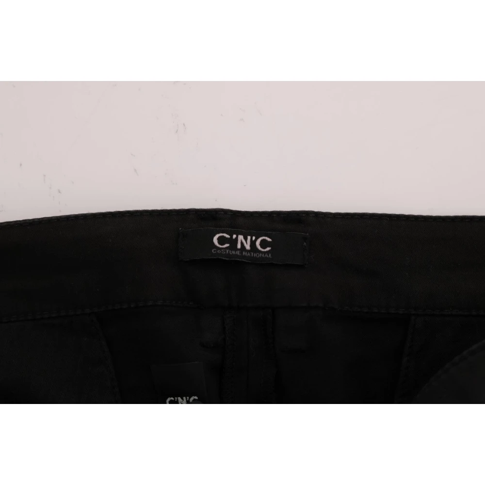 Costume National Chique Zwarte Slim Fit Katoen Stretch Broek Black Heren