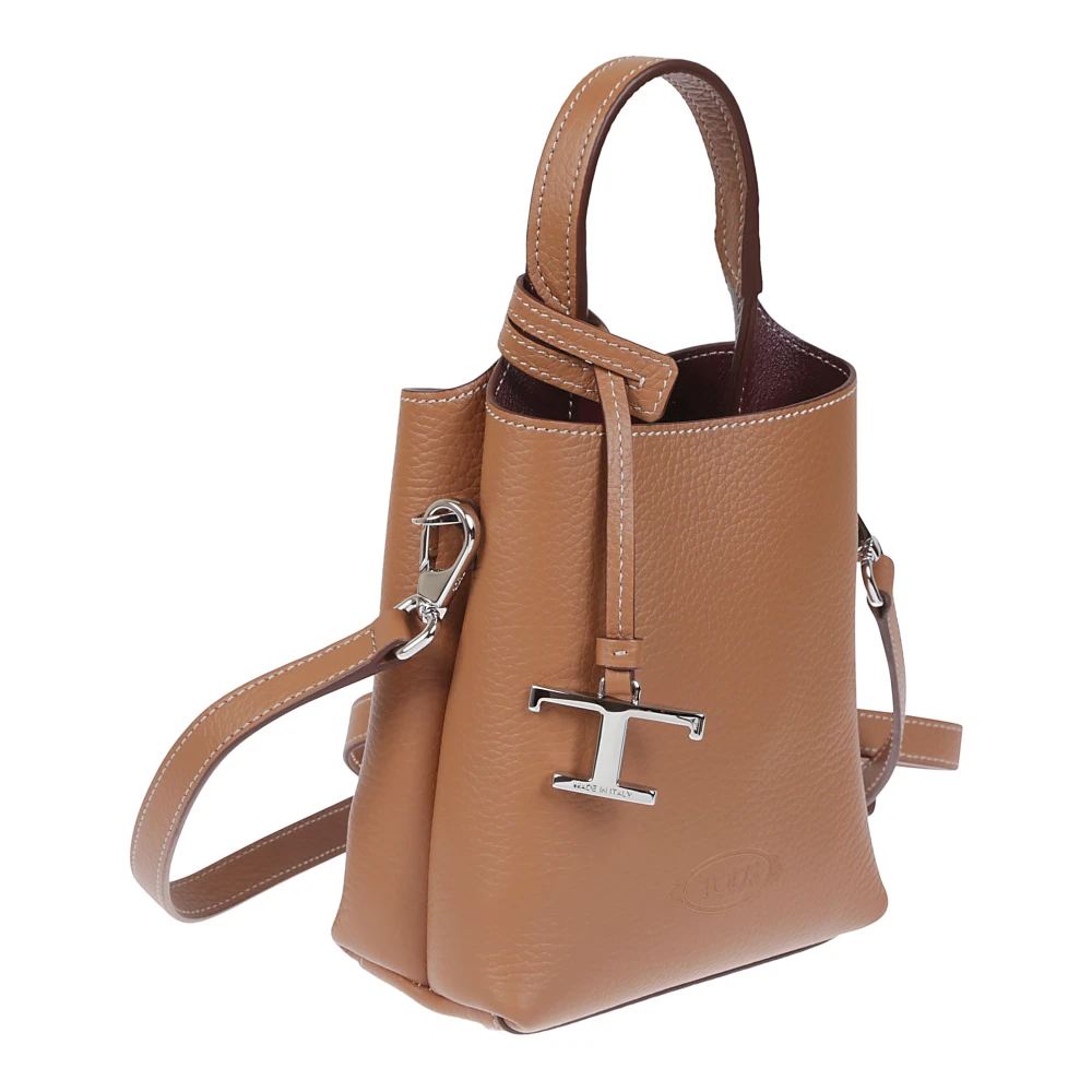 TOD'S Zwarte Gehamerd Leren Tas Black Dames