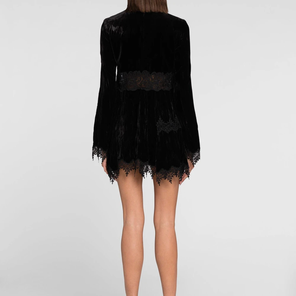 Roberto Cavalli Fluwelen Spike Mini Jurk met Metalen Versiering Black Dames