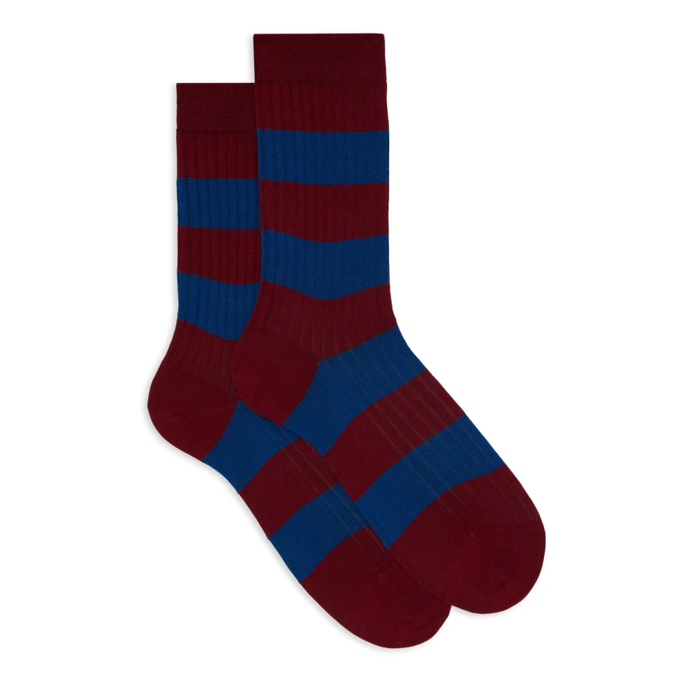 Gallo Bordeaux Gestreepte Korte Katoenen Sokken Multicolor Dames