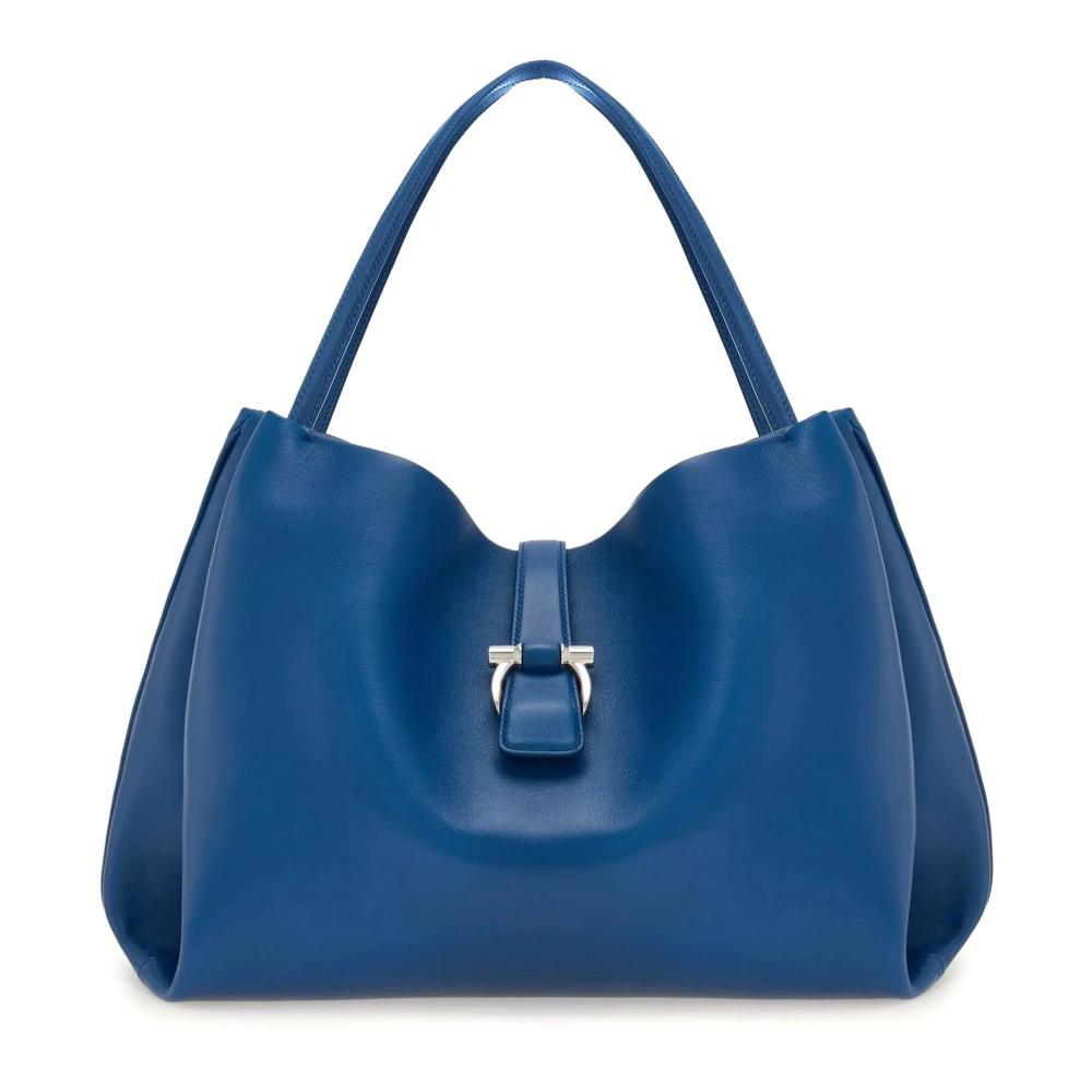 Salvatore Ferragamo Blauwe Tote Tas met Gancini Gesp Blue Dames